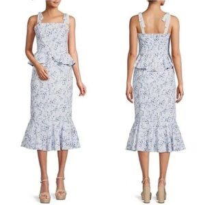 Antonio Melani x Born on Fifth Pippa Blue Floral Print Peplum Dress NWT!